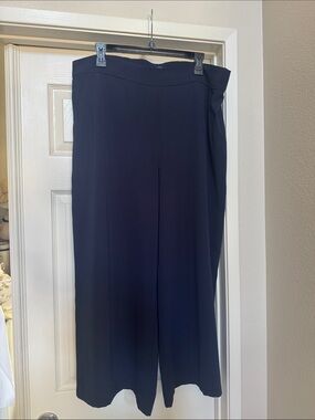 Max Studio Navy Blue Wide-Leg Tailored Pants